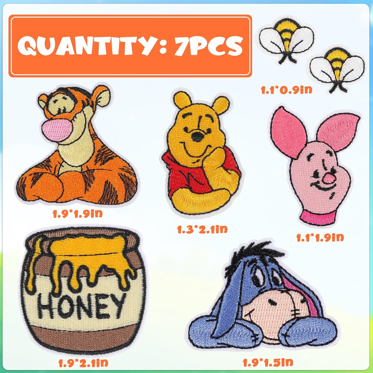 7PCS Animal Iron On Patches, Cute Baby Bear Embroidered Sewing Patches DIY Appliques for Kids Teens Clothing T-Shirts, Jeans